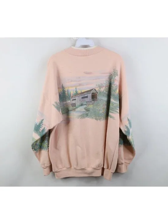 Vintage 90s Streetwear Womens Large Branson All Over Print Flower Sweatshirt USA - Picture 12 of 14